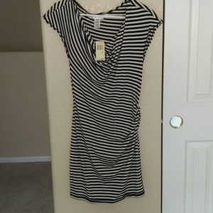 Max Studio Striped Ruched Side Dress NWT